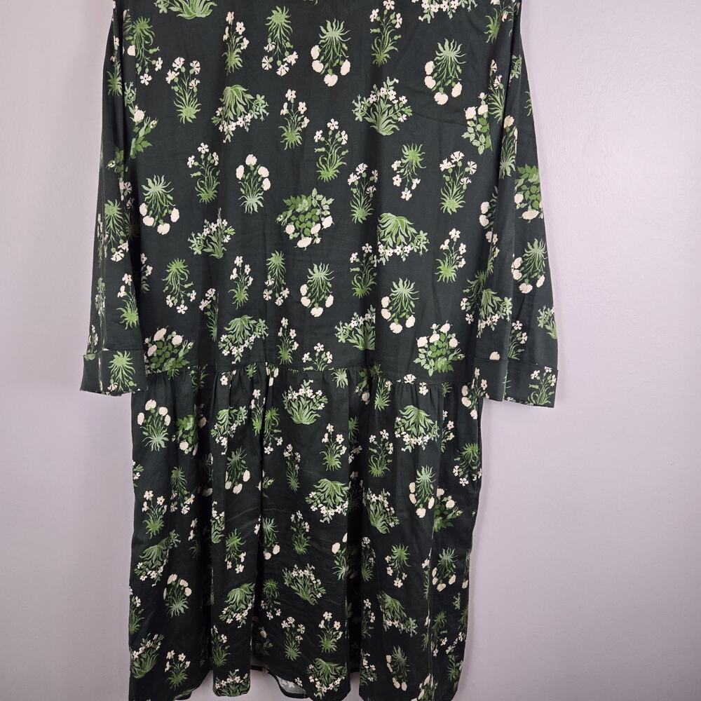 Tuckernuck Viridian Stamped Bouquets Royal Shirt Dress Green Floral PREPPY XL - Picture 9 of 11